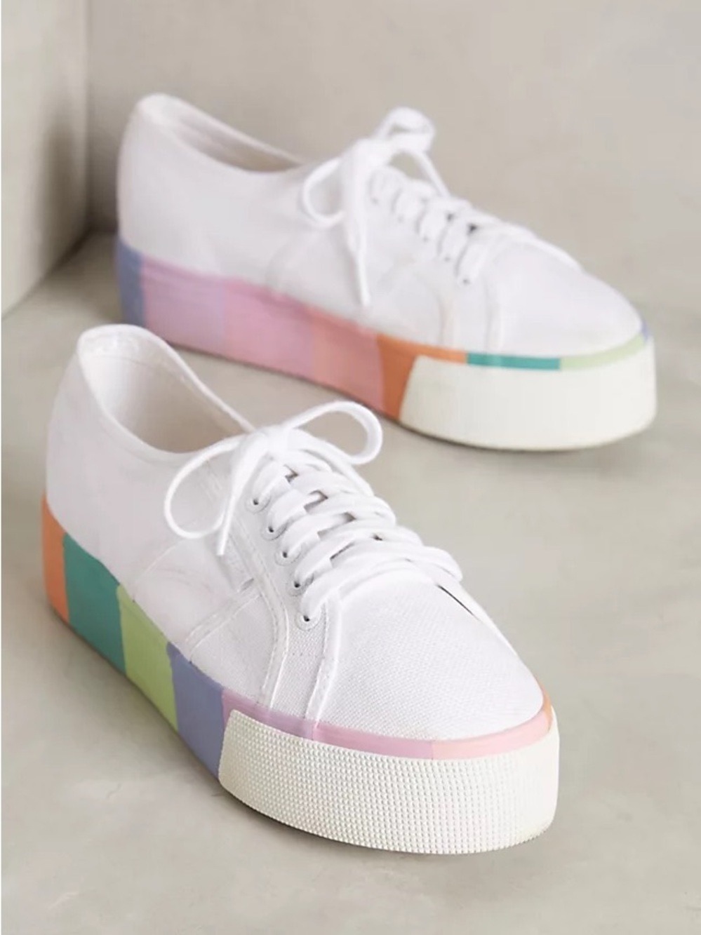 Anthropologie Superga 2790 Womens Sneakers Platform Pastel Multicolour Sz 41